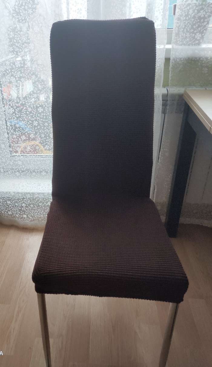 Фотография покупателя товара Чехол на стул Комфорт трикотаж жаккард, цвет коричневый, 100% полиэстер