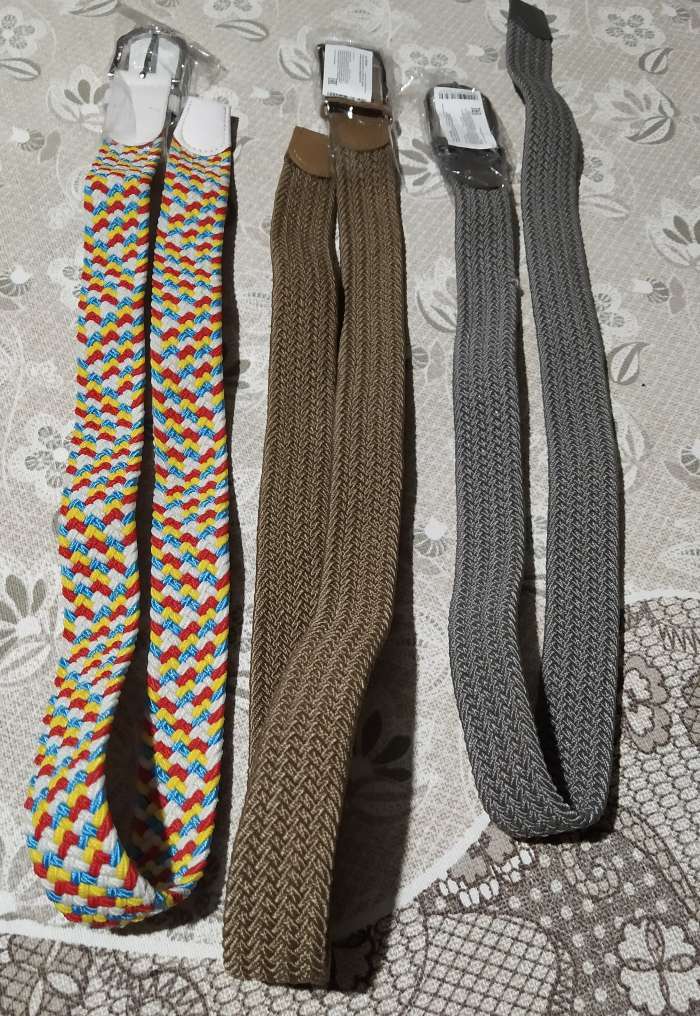 Фотография покупателя товара Ремень женский, ширина 3,5 см, резинка плетёнка, пряжка металл, цвет серый - Фото 1