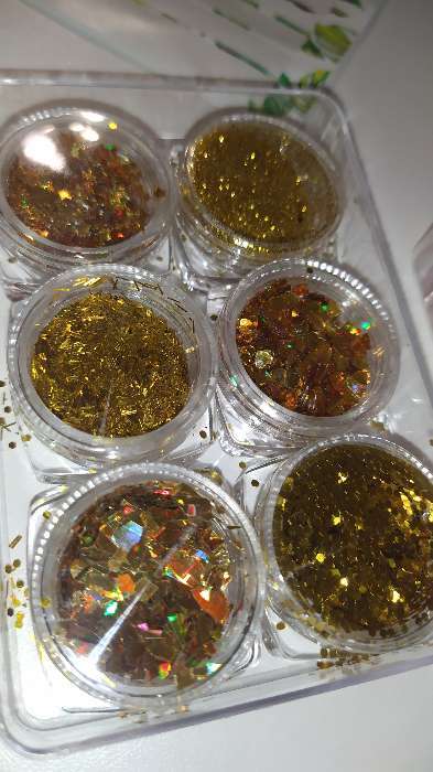Фотография покупателя товара Набор для декора «KEEP SHINE», в пластиковом органайзере, 6 баночек, цвет золотистый - Фото 1
