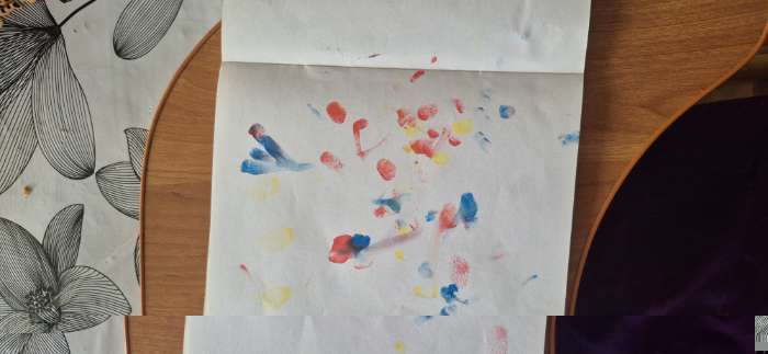 Фотография покупателя товара Краска пальчиковая, на водной основе, с губкой, желтый - Фото 2