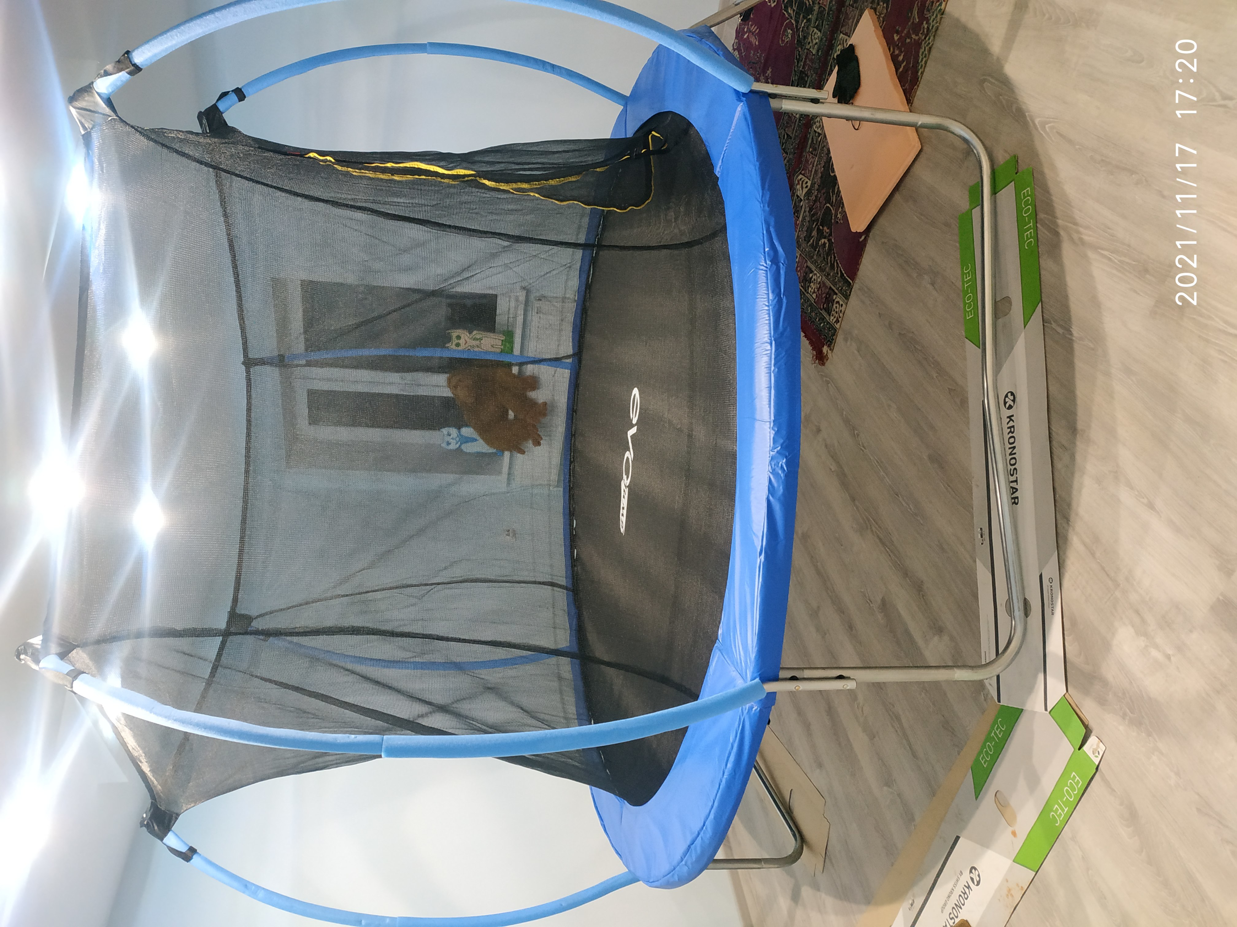 Фотография покупателя товара Батут EVO JUMP Internal, d=305 см, с внутренней защитной сеткой и лестницей, цвет синий - Фото 3