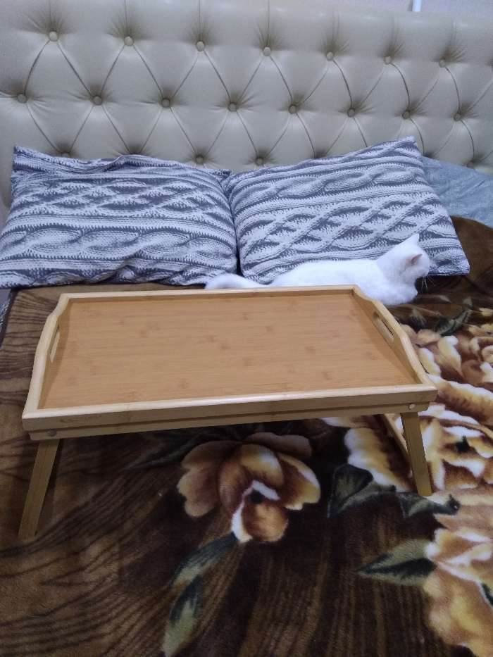 Фотография покупателя товара Поднос-столик, 50×30×23 см, бамбук, в подарочной упаковке - Фото 2