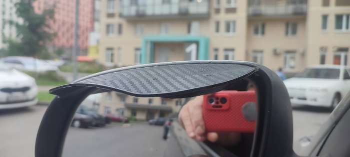 Фотография покупателя товара Козырек на зеркало заднего вида, универсальный, под карбон, набор 2 шт. - Фото 5