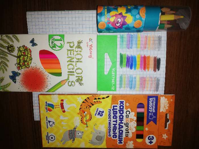 Фотография покупателя товара Цветные карандаши в тубусе, 12 цветов, трехгранные, Смешарики - Фото 1