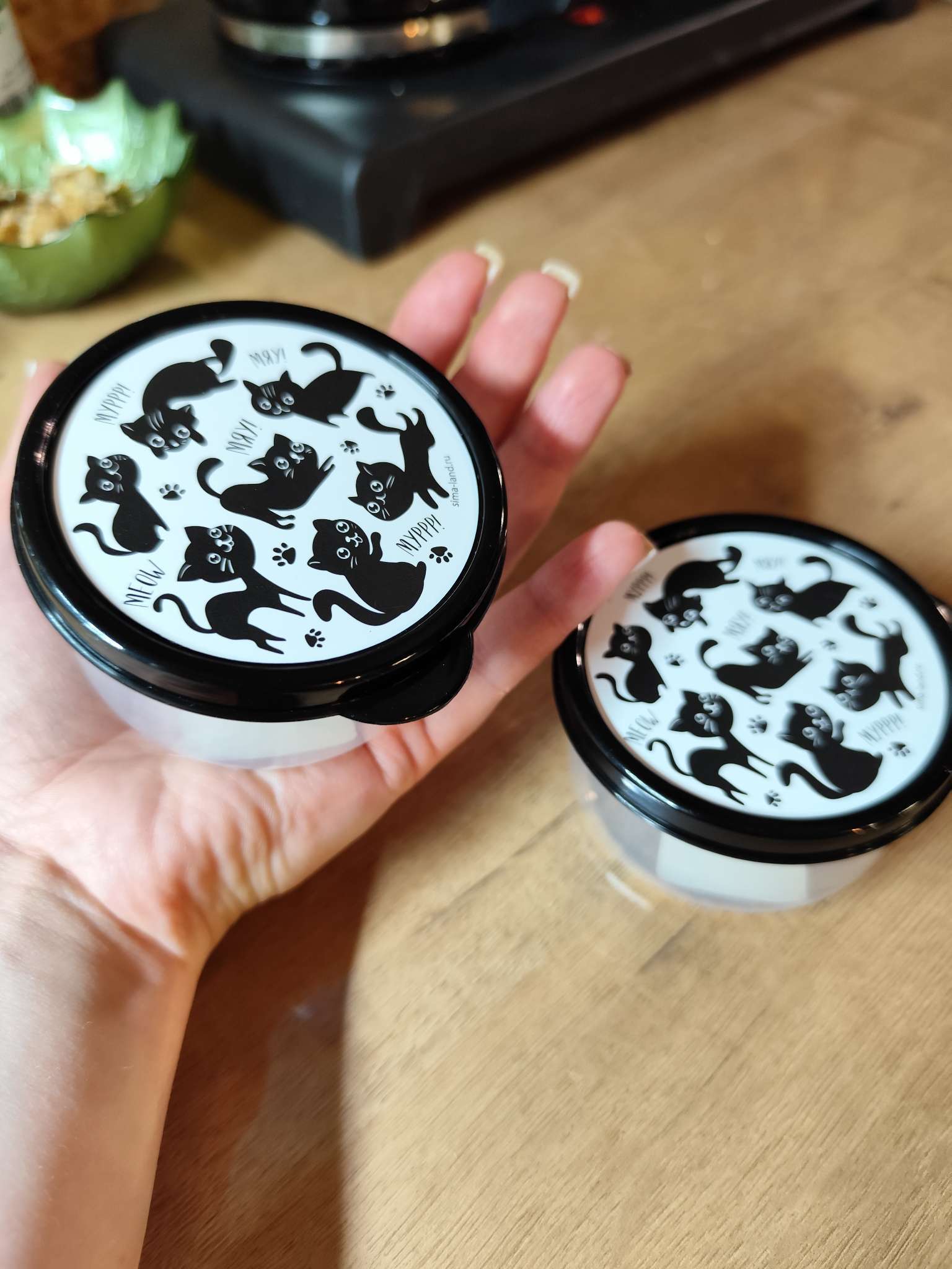 Фотография покупателя товара Ланч - бокс круглый «Мур, мяу», 150 мл - Фото 1