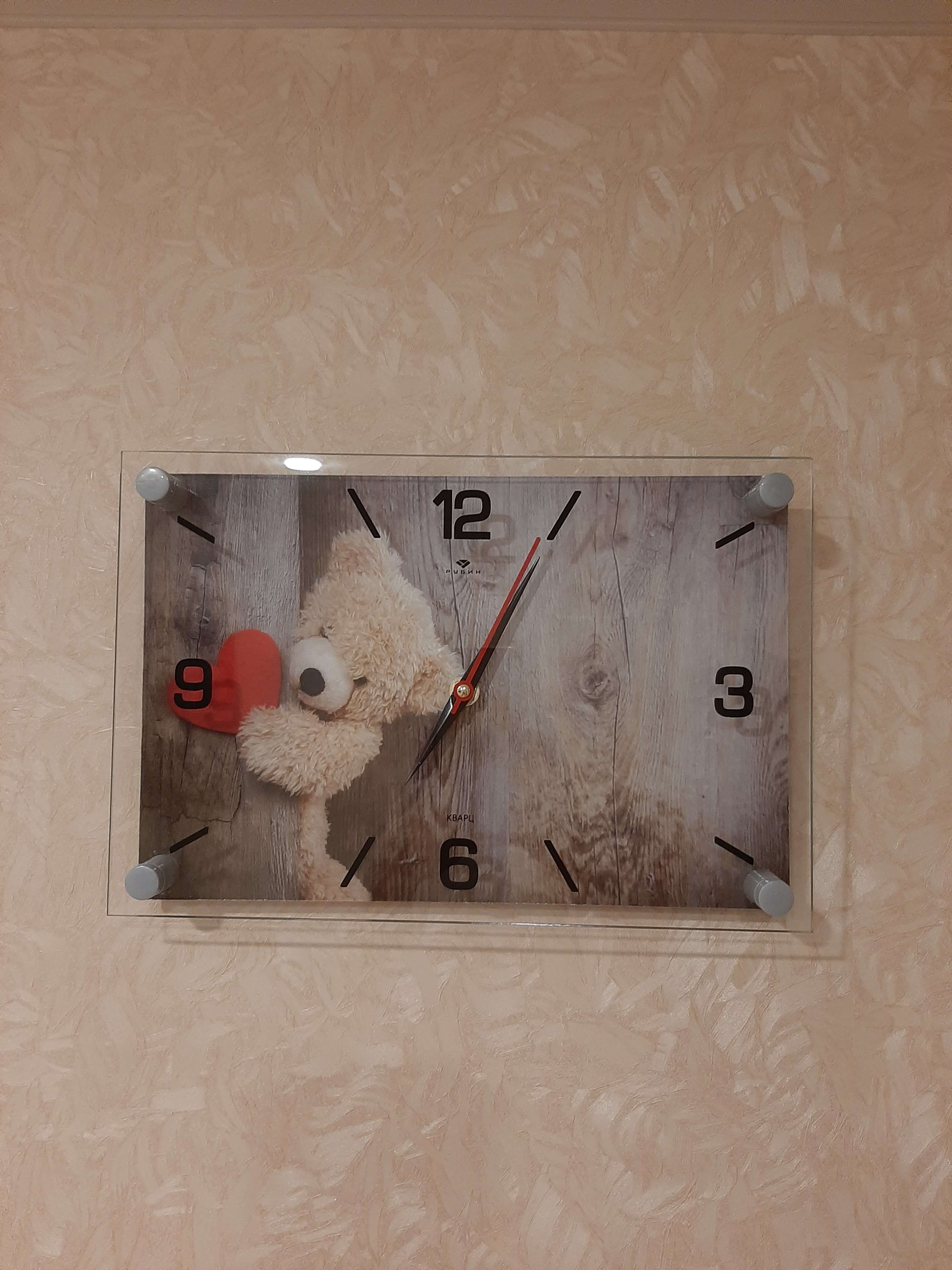 Фотография покупателя товара Часы настенные "Плюшевое сердце", бесшумные, 20 х 30 см - Фото 1