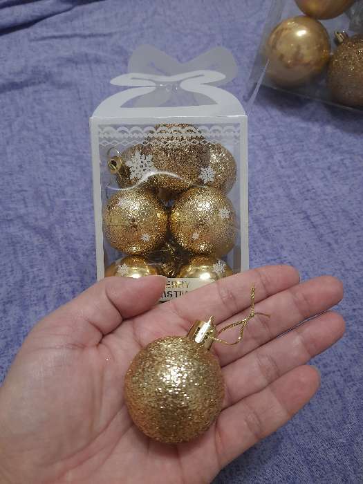 Фотография покупателя товара Набор шаров пластик d-4 см, 12 шт "Анданте" золото - Фото 4