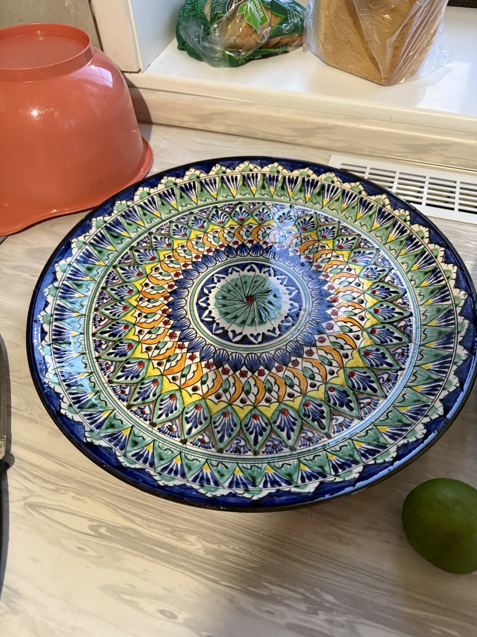 Фотография покупателя товара Ляган узбекский Риштанская Керамика «Узоры», d=37 см, синий - Фото 2