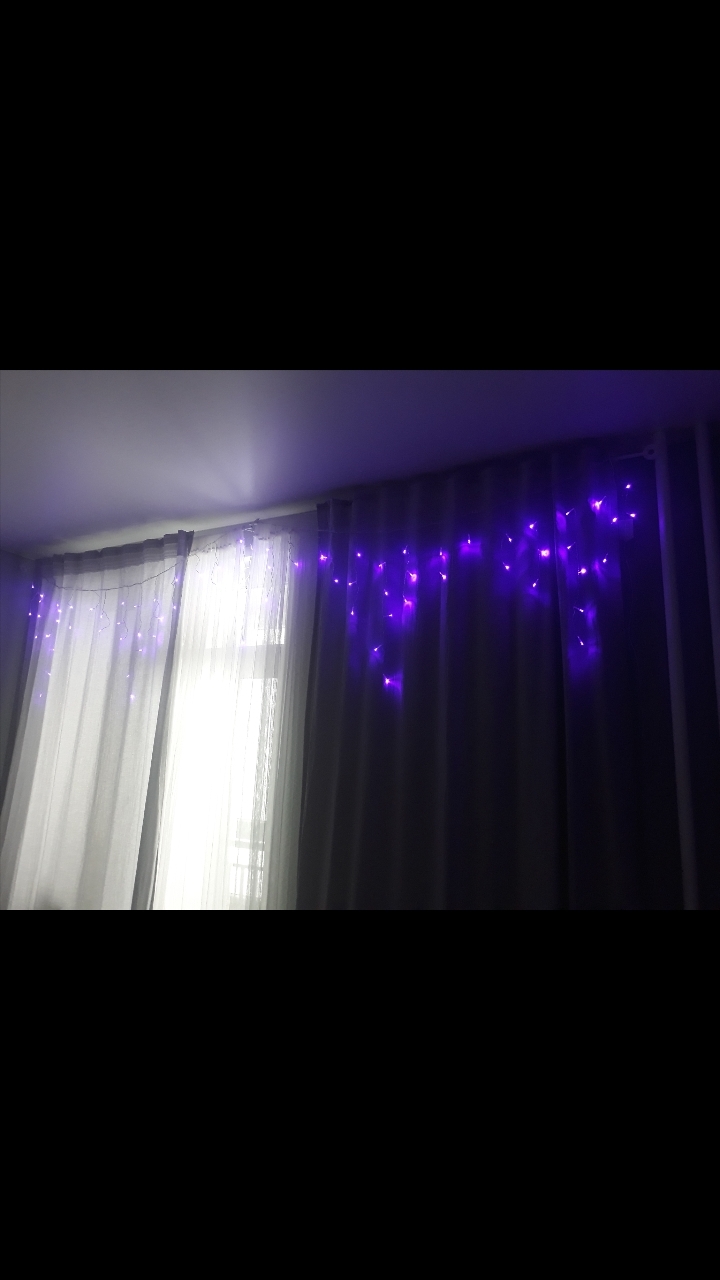 Фотография покупателя товара Гирлянда «Бахрома» 1.8 × 0.5 м, IP20, прозрачная нить, 48 LED, свечение фиолетовое, 8 режимов, 220 В - Фото 26