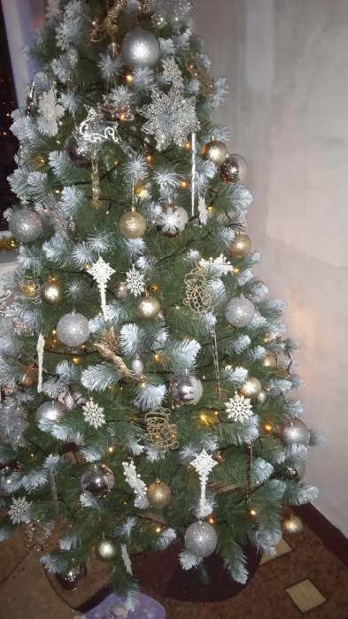 Фотография покупателя товара Искусственная ёлка с инеем «Королева белоснежная», премиум 150 см, d нижнего яруса 75 см, ПВХ 225 веток отгибаются - Фото 1