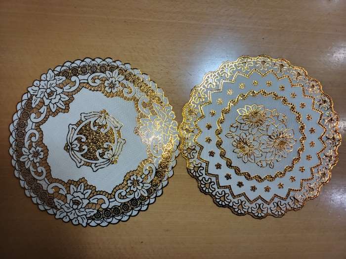 Фотография покупателя товара Салфетка сервировочная на стол «Букет», ажурная, d=30 см, цвет золото - Фото 3