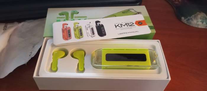 Фотография покупателя товара Наушники беспроводные KM12, TWS, вкладыши, Bluetooth 5.0, 30/200 мАч, чёрные в прозрачном кейсе - Фото 1