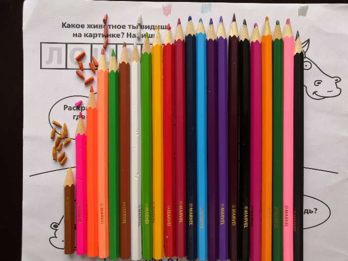 Фотография покупателя товара Цветные карандаши, 24 цвета, трехгранные, Человек-паук - Фото 2