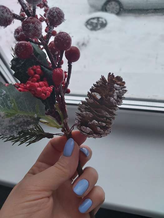 Фотография покупателя товара Декор "Зимние грезы" ягоды шишка иней хвоя, 26 см - Фото 13