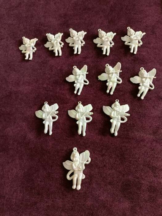 Фотография покупателя товара Ёлочная игрушка 6 шт. «Ангелочки перелив» 5.5×4 см, белый перламутр - Фото 1