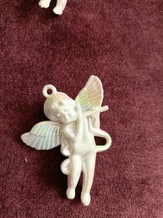 Фотография покупателя товара Ёлочная игрушка 6 шт. «Ангелочки перелив» 5.5×4 см, белый перламутр - Фото 2