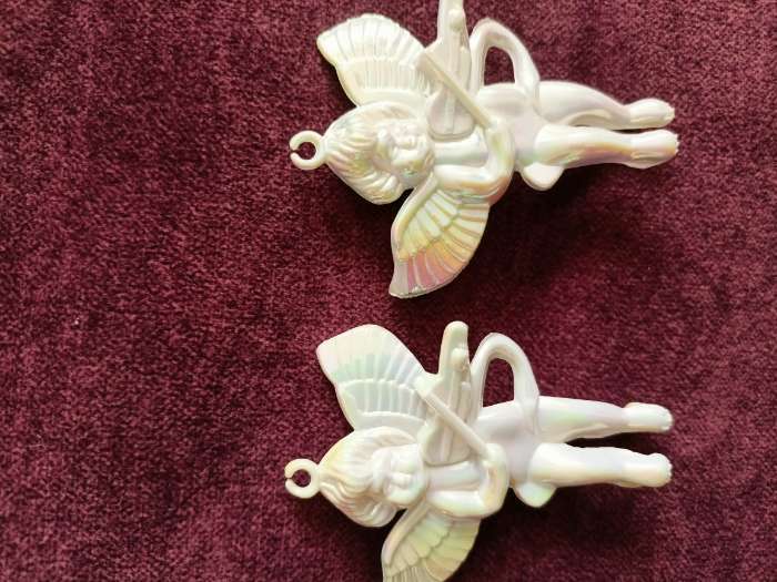 Фотография покупателя товара Ёлочная игрушка 6 шт. «Ангелочки перелив» 5.5×4 см, белый перламутр - Фото 3