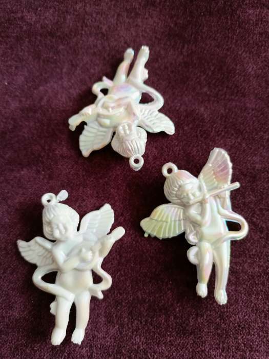 Фотография покупателя товара Ёлочная игрушка 6 шт. «Ангелочки перелив» 5.5×4 см, белый перламутр - Фото 4