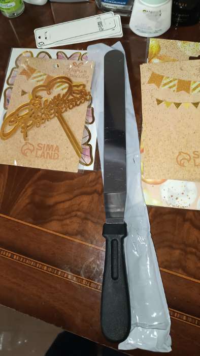 Фотография покупателя товара Кондитерская лопатка - палетка, изогнутая, 26.7 см, рабочая часть 14.5 см, чёрная - Фото 3