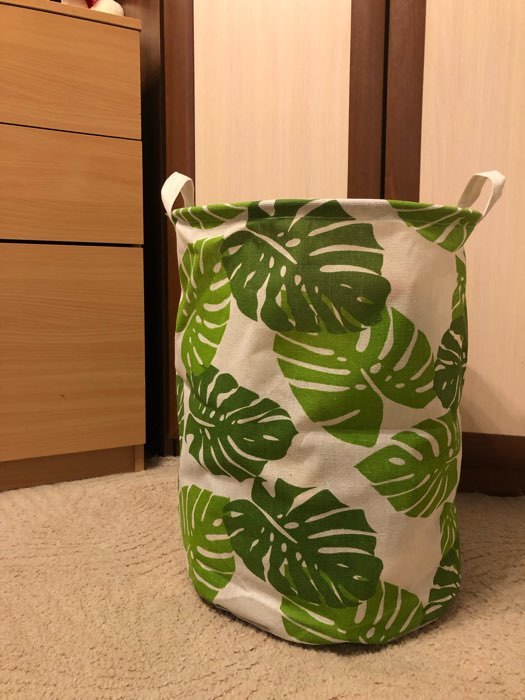 Фотография покупателя товара Корзина бельевая текстильная Доляна «Листья», 35×35×45 см - Фото 1