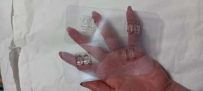 Фотография покупателя товара Крючки для полок самоклеящиеся двойные, 14×6 см, 2 шт., прозрачные - Фото 5