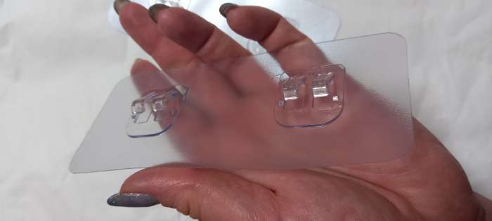 Фотография покупателя товара Крючки для полок самоклеящиеся двойные, 14×6 см, 2 шт., прозрачные - Фото 6