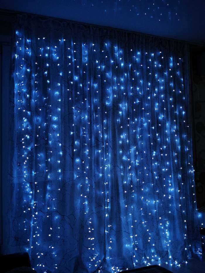 Фотография покупателя товара Гирлянда «Занавес» 2 × 1.5 м, IP20, прозрачная нить, 360 LED, свечение синее, 8 режимов, 220 В - Фото 30