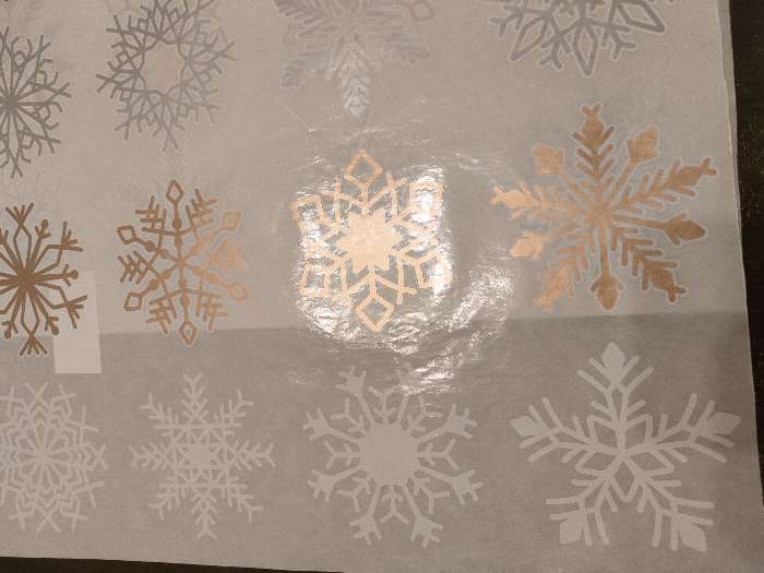 Фотография покупателя товара Набор наклеек новогодних "Снежинки" 12 шт в наборе, белые, золото, серебро, 9 x 9 см - Фото 1