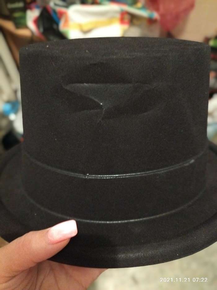 Фотография покупателя товара Карнавальная шляпа «Цилиндр», р-р 56, цвет чёрный - Фото 10