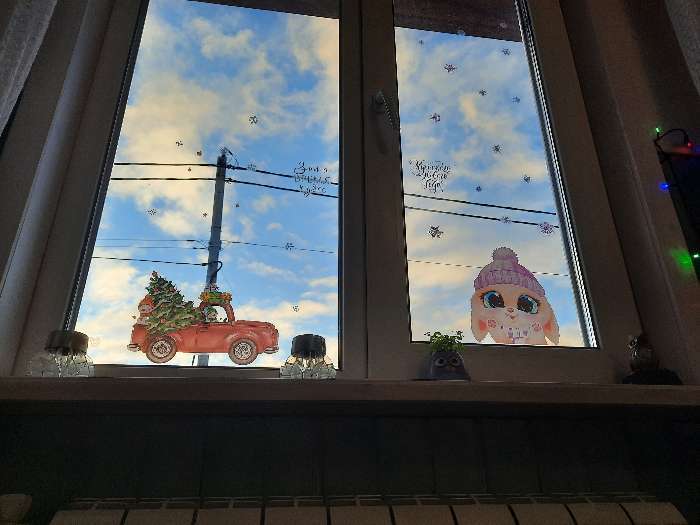 Фотография покупателя товара Виниловые наклейки на окна «Зайчонок», многоразовые, 20 × 34 см - Фото 8