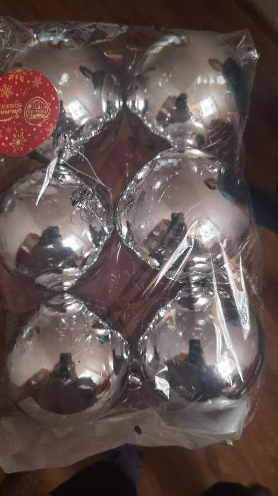 Фотография покупателя товара Набор шаров пластик d-8 см, 6 шт "Глянец" серебро - Фото 7