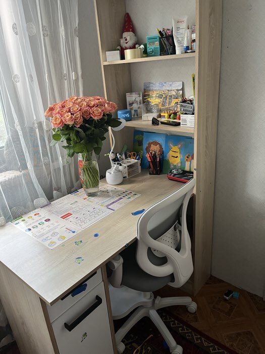 Фотография покупателя товара Стол письменный «Клик Мебель. СПЛ - 2», 1150×600×1828 мм, цвет дуб сонома/белый глянец - Фото 3