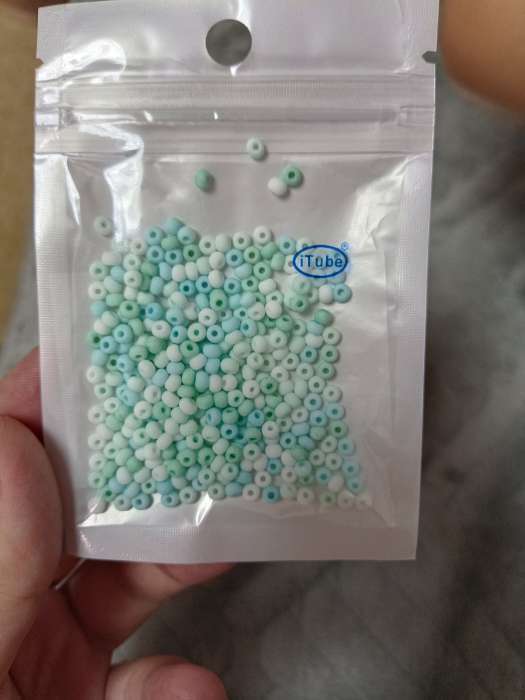 Фотография покупателя товара Бисер стекло 8/0 «Маршмеллоу. Матовый. Меланж. Сиренево-голубой», 10 г - Фото 1