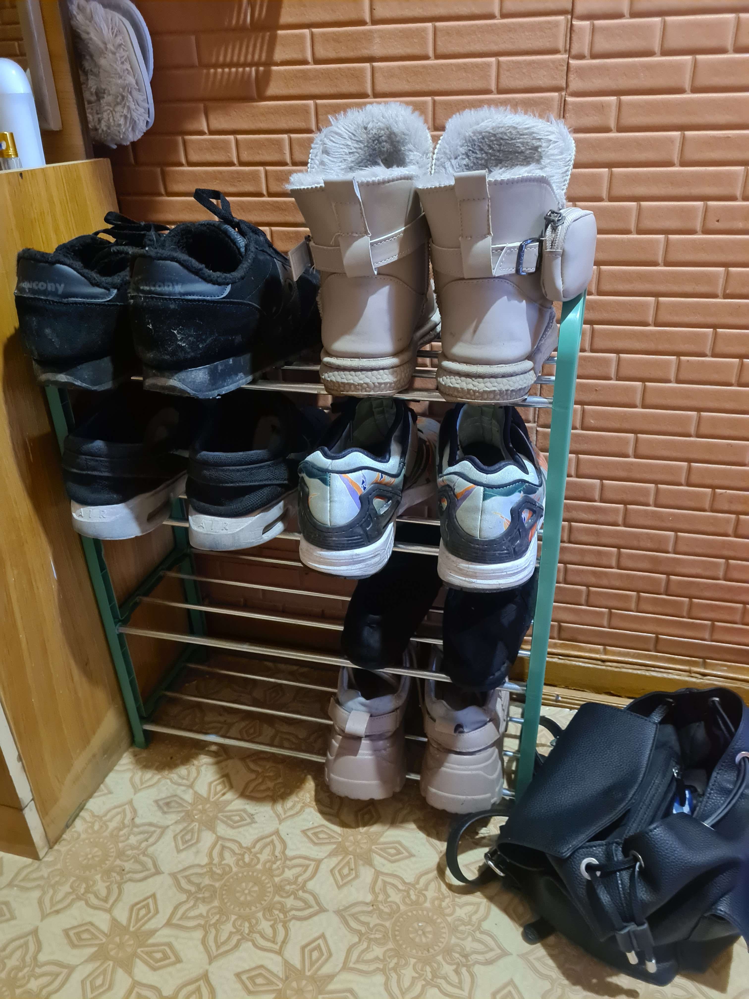 Фотография покупателя товара Обувница Доляна, 4 яруса, 50×19×59 см, цвет зелёный - Фото 13