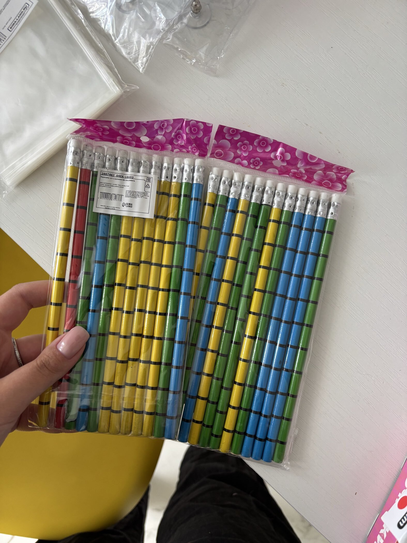 Фотография покупателя товара Карандаш чернографитный с ластиком «Полоски», твёрдость НВ - Фото 1