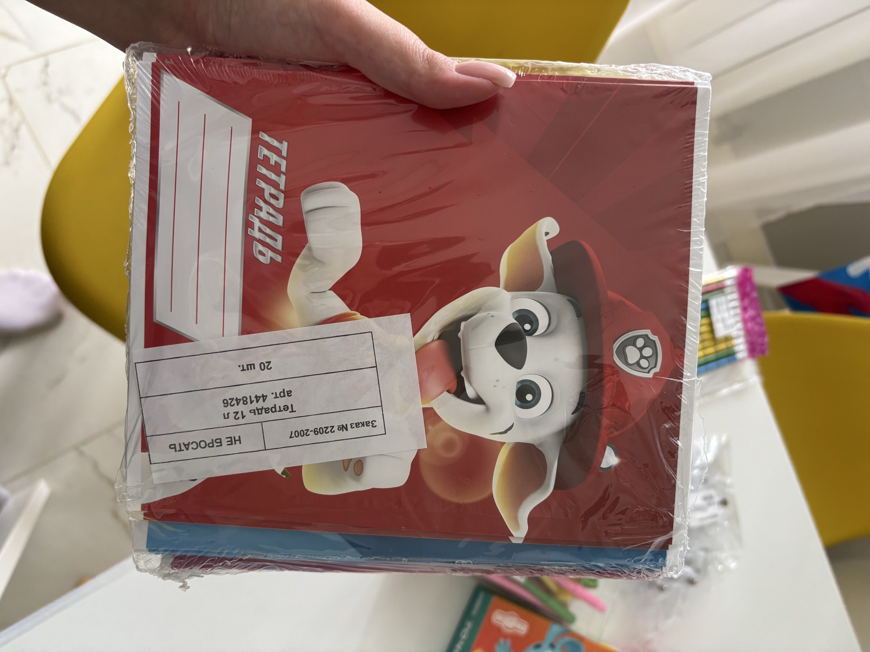 Фотография покупателя товара Тетрадь в линейку 12 листов, 5 видов МИКС, обложка мелованный картон, «Щенячий патруль» - Фото 1