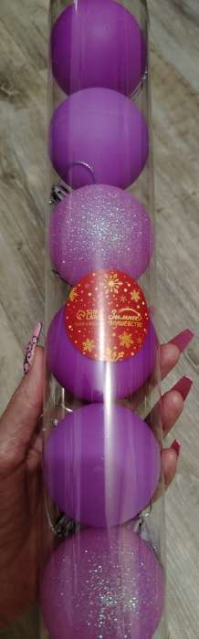 Фотография покупателя товара Ёлочные игрушки «Неон», шары новогодние, набор 6 шт., d=6 см, фиолетовый - Фото 1