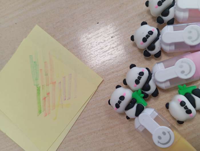 Фотография покупателя товара Набор маркеров текстовыделителей 6 штук 6 цветов, в пенале на молнии Панды - Фото 1