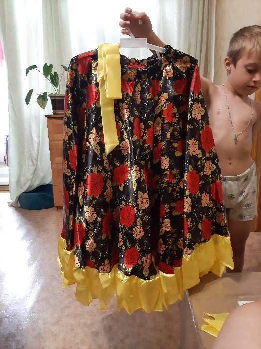 Фотография покупателя товара Карнавальный цыганский костюм для девочки, жёлтый с оборкой по груди, р. 32, рост 122 см - Фото 5