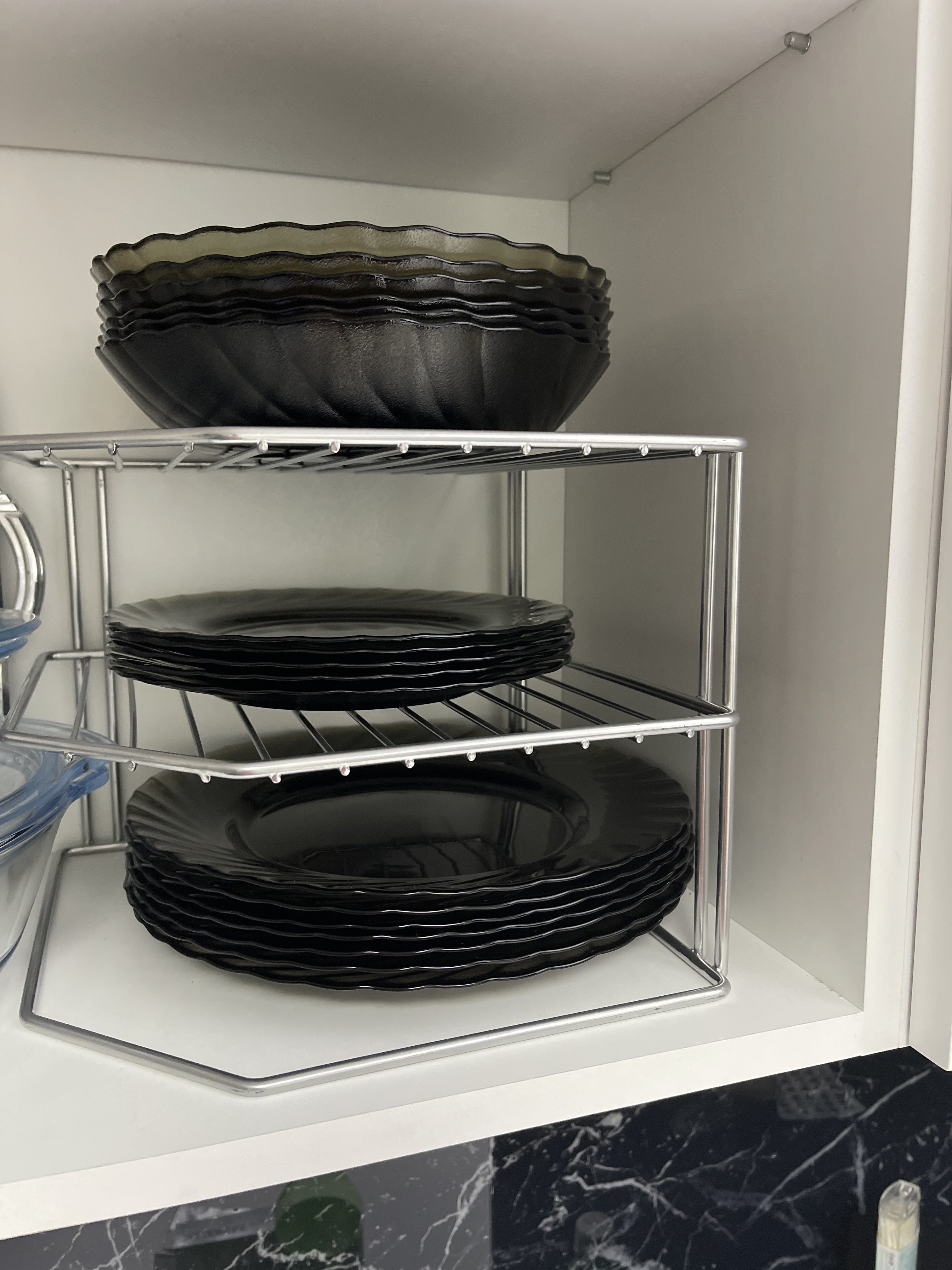 Фотография покупателя товара Подставка для посуды, 2 яруса, 25×25×20 см, цвет хром - Фото 6