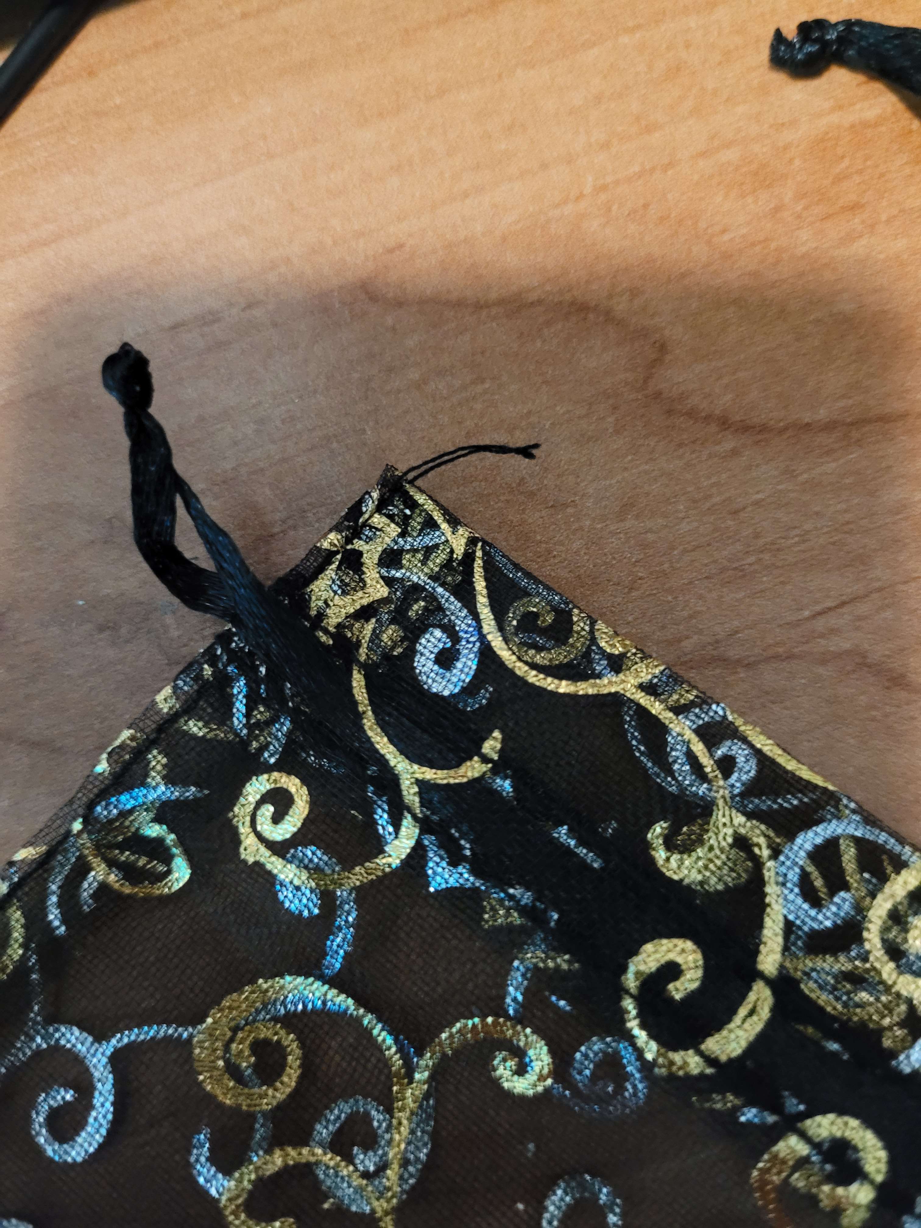 Фотография покупателя товара Мешочек подарочный «Цветочный орнамент», 7×9, цвет чёрный с золотом - Фото 5