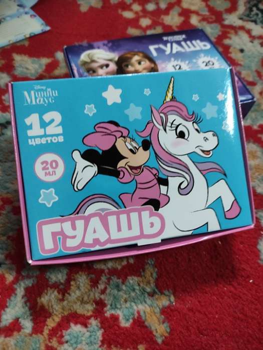 Фотография покупателя товара Гуашь 12 цветов по 20 мл, «Единорог», Минни Маус - Фото 1