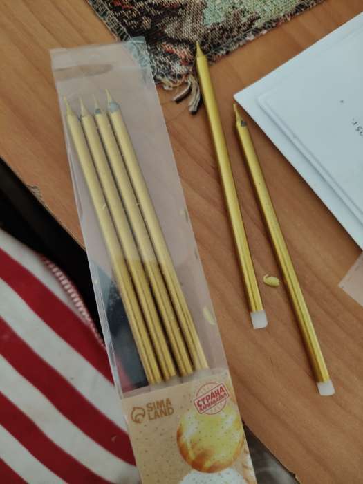 Фотография покупателя товара Свечи для торта «Воздушные шарики», 12 шт., золотой и белый - Фото 2