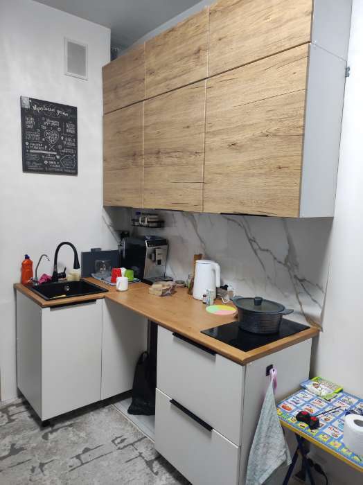 Фотография покупателя товара Кухонный гарнитур трехуровневый угловой 7, 1000×600×2500 мм, цвет тальк/рустик соломенный - Фото 3