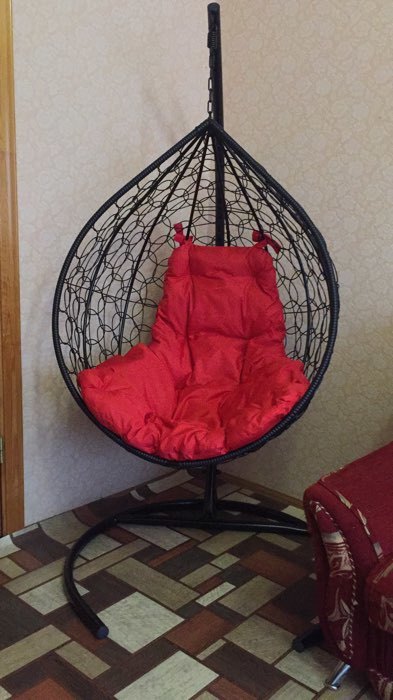 Фотография покупателя товара Подвесное кресло "Tropica Black" красная подушка, стойка, 195*95*75 см - Фото 4
