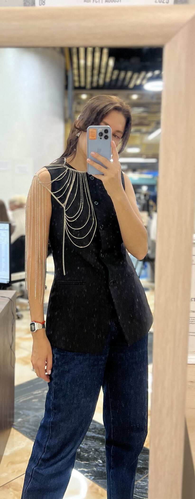 Фотография покупателя товара Бодичейн через плечо «Цепочка», цвет серебро - Фото 1