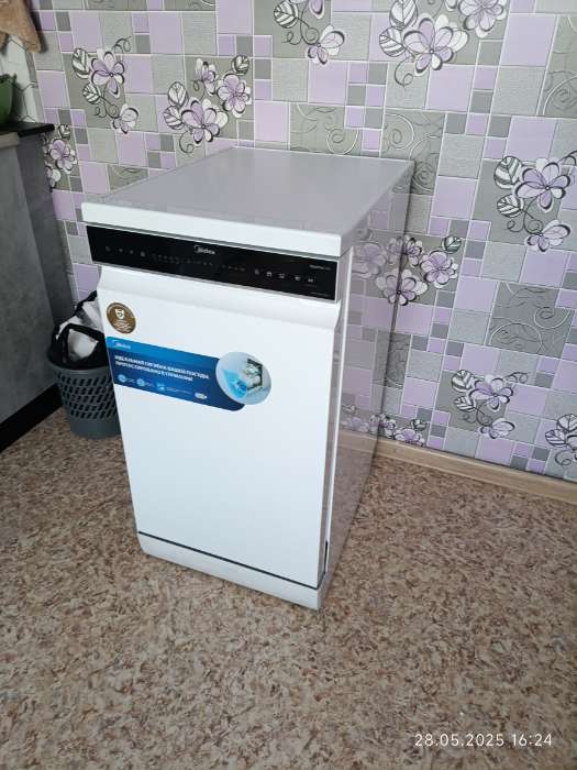 Фотография покупателя товара Посудомоечная машина Midea MFD45S150Wi, класс А++, 10 комплектов, 9 режимов, белая - Фото 1