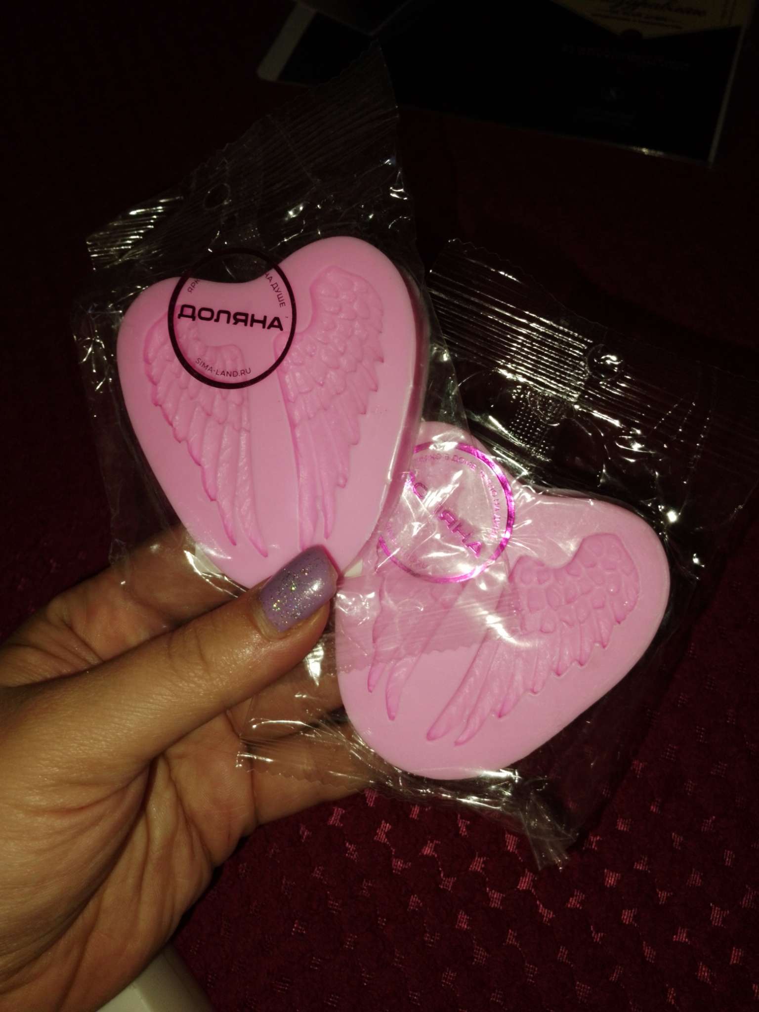 Фотография покупателя товара Молд для заливки Доляна «Крылья», силикон, 7×6.5 см, розовый - Фото 1