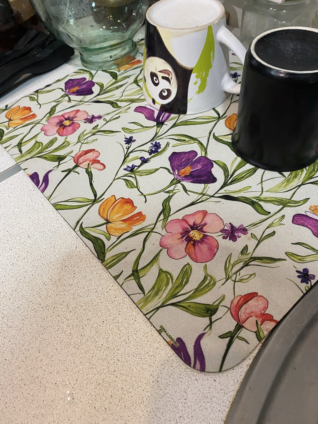 Фотография покупателя товара Коврик для сушки посуды впитывающий «Мрамор», 40×50 см - Фото 1