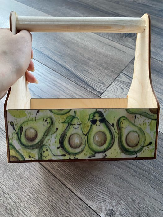 Фотография покупателя товара Кашпо деревянное 20×12,5×20 см "Ты мой авокадо", с ручкой